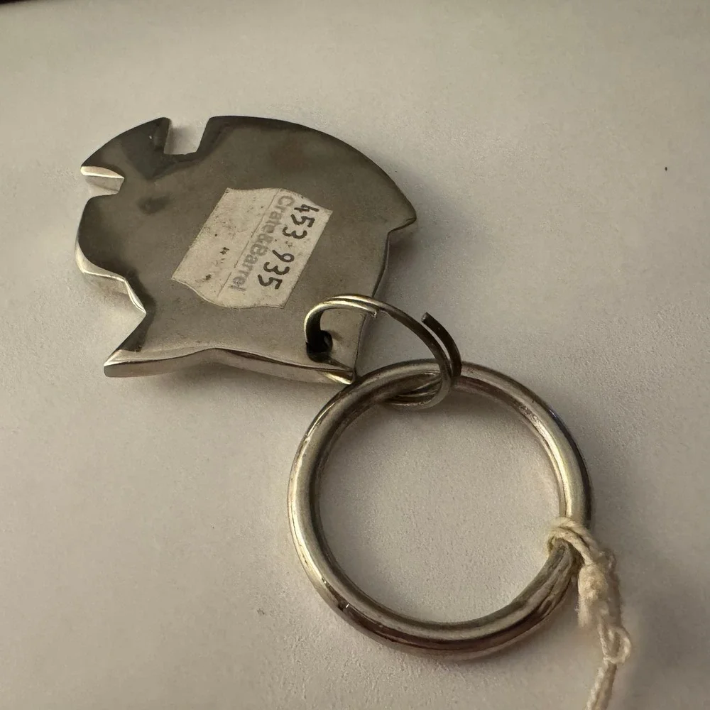 Crate &‎ Barrel Fish Keychain Metal Silver Tone Novelty Collectible